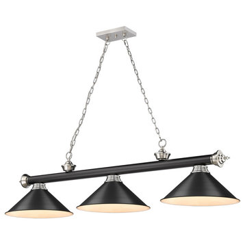 Z-Lite 2306-3MB-BN-MB15 Cordon 3 Light Billiard in Matte Black