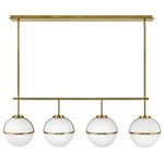 Hinkley Lighting - Hinkley Lighting Hollis 4 Light 42" LED Linear Light, Heritage Brass - The distinctive vintage globe design of Hollis invokes a mid-century mood; yet its clean lines and sophisticated silhouette provide versatility for a variety of decors."The extra-large semi flush provides superior lighting for rooms with lower ceilings. Etched opal glass globes shine against a Heritage Brass or a Black finish.