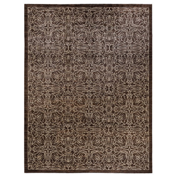 Eclectic, One-of-a-Kind Hand-Knotted Area Rug Brown, 10'3"x13'9"