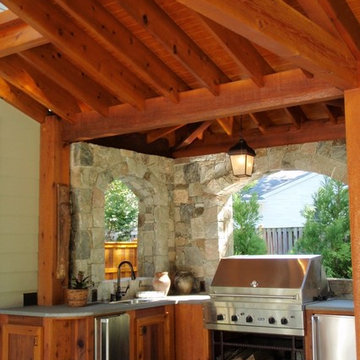 Outdoor Kitchen with Wood-Burning Grill