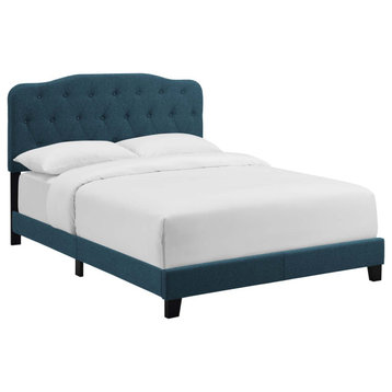Amelia Queen Upholstered Fabric Bed, Azure