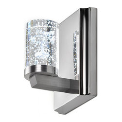 Multi Color 1-Light K9 Crystal Round Shade Stainless Steel Base Wall Sconce - Bathroom Vanity Lighting
