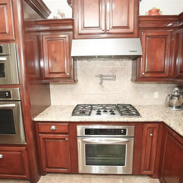 Classic Cherry Wood Kitchen  Remodeling (stove &hood view)