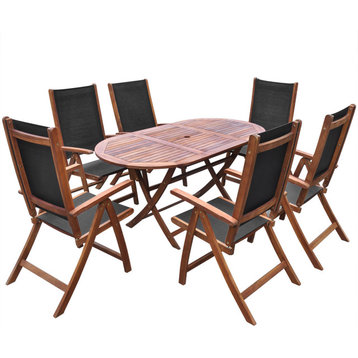 vidaXL Patio Dining Set 7 Piece Dining Table for Balcony Solid Wood Acacia