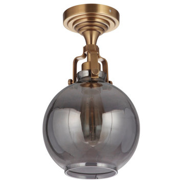Craftmade X8308 State House 1 Light 7-7/8"W Semi-Flush Globe - Vintage Brass