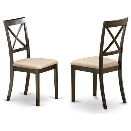 Boston X-Back Dining Chair With Faux Leather Fabric Seat - Set Of 2