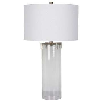 Clear Glass Base Table Lamp With Polished Nickel Hardware