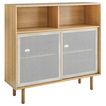 Modway Kurtis 47" MDF and Particleboard Display Cabinet in Oak