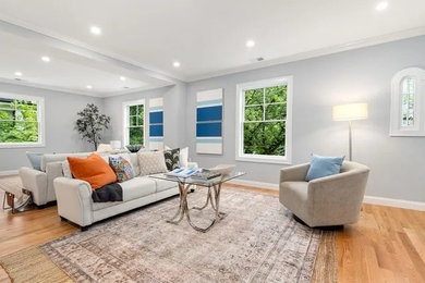 Inspiration for a light wood floor living room remodel in Boston