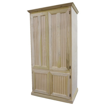 Double Wide Coastal Kitchen Pantry Cabinet, Unfinished