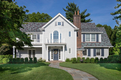 Large trendy exterior home photo in New York