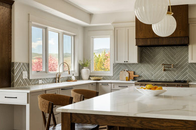 Example of a transitional kitchen design in Denver