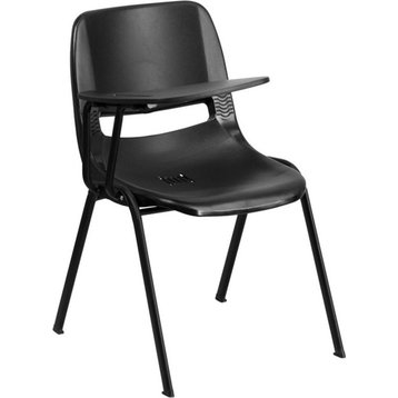 Flash Furniture Ergonomic Shell Chair With Flip-Up Tablet, Black, Right