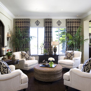 Classic family and games room in San Diego with beige walls.