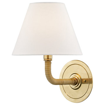 Hudson Valley Curves No.1 1-Light Wall Sconce MDS500-AGB, Aged Brass
