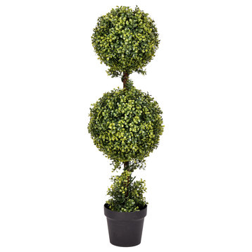 Vickerman 3' Artificial Potted Double Ball Green Boxwood Topiary