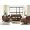Coaster Farmhouse Leather Upholstered Recessed Arm Chair in Brown
