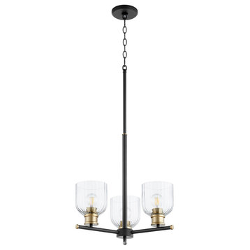 Monarch Soft Contemporary Chandelier, Textured Black With Aged Brass