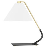 Hudson Valley Lighting - Danby 1-Light Table Lamp, Aged Old Bronze Frame, White Shade - A task lamp that gives off ambient light as well, Danby is dual purpose and dual finish with Old Bronze at the base and lower arm and Aged Brass at the upper arm and feet. The tapered, white Belgian linen shade brings another element of color to this fixture that works well in both modern and traditional interiors. Features an on/off switch/full-range dimmer on the cord.