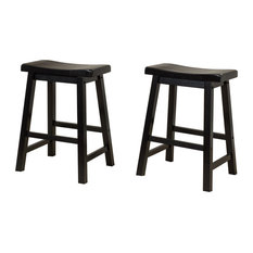 GDFStudio - Marcy Black Saddle Wood Counter Stools, Set of 2 - Bar Stools and Counter Stools
