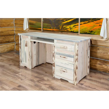 Montana Woodworks Handcrafted Transitional Wood Computer Desk in Natural