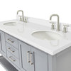 Magnolia 61" Oval Sinks Bath Vanity, Gray, 1.5" White Quartz
