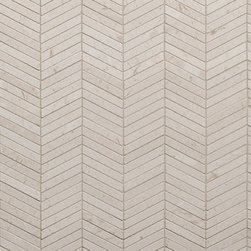 Tangent Chevron Mosaic Pattern in Crema - Mosaic Tile