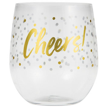 Plastic Stemless Wine Glasses, Cheers , 6/1-Count