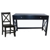 Linon Anna Wood Writing Desk with Chair Set in Distressed Antique Black