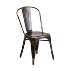 Flash Furniture Distressed Black Metal Indoor Stackable Chair, Copper