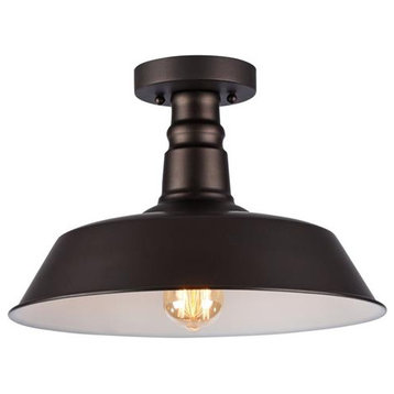 Chloe CH54032RB14-SF1 14 in. Lighting Ironclad Industrial-Style 1 Light Rubbed