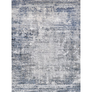 Intrigue Power Loomed Polyester and Acrylic Gray/Navy Blue Area Rug