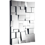 Meridian Furniture - Action Rectangular Contemporary Geometric Designed Mirror - Get ready for instant drama when you hang this Action mirror from Meridian Furniture. This eye-grabbing mirror offers an oversized design that makes an instant visual impact on your wall, no matter where you hang itfrom the foyer to the living room, bedroom, and beyond. Display this contemporary mirror anywhere you want to bring more excitement with its staggered geometric shapes and fun design.