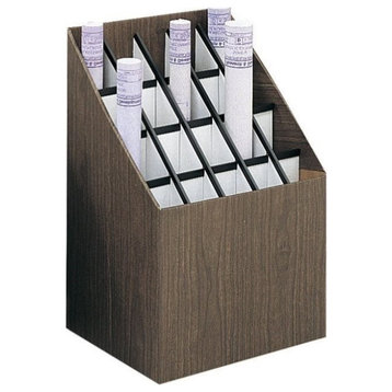 Safco Upright 20 Compartment Wood/Fiberboard Roll Files in Walnut