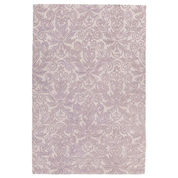 Yelena Hand Tufted Wool Rectangle Area Rug, 5' x 7'1/2", Purple/White