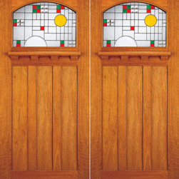 Craftsman Prehung Double Doors, Glass Design - Front Doors