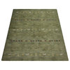 Hand Knotted Loom Wool Area Rug Contemporary Green, [Rectangle] 5'x8'