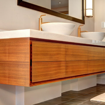 Contemporary White and Wooden Vanity