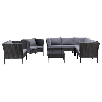 Corliving Parksville L-Shaped Patio 8Pc Sectional Set With 2 Chairs