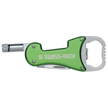 Bottle Opener Multi-Tool with Knife and LED Flashlight, 3-in-1, Green