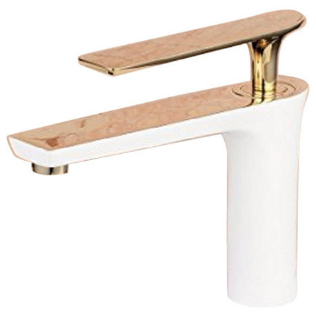 Molfetta Single Handle Brass White and Gold Bathroom Faucet