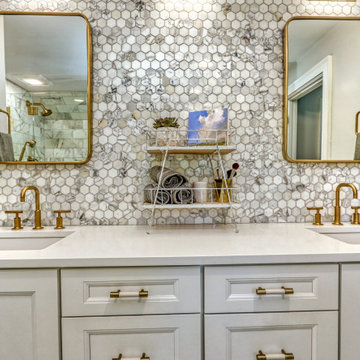 Melrose Bathroom Double Vanity with Brass