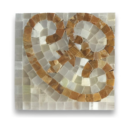 Marble Mosaic Border Decorative Tile Everlasting Onyx White 4.7x4.7, 1 piece
