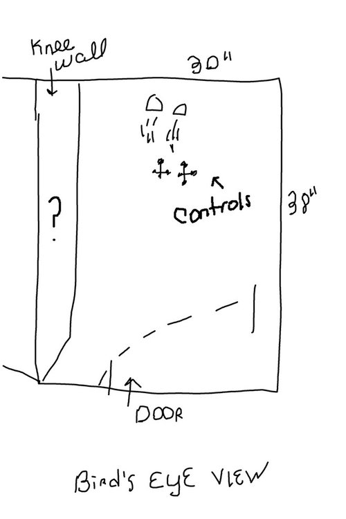 Best location for shower controls in small shower