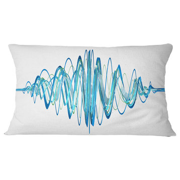 Blue Circled Waves Abstract Throw Pillow, 12"x20"