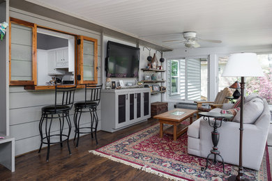 Sunroom - mid-sized coastal dark wood floor sunroom idea in Atlanta with a standard ceiling