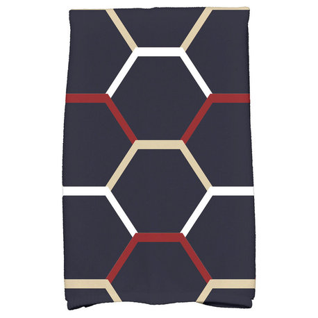 18"x30" Cool Shades, Geometric Print Kitchen Towel, Navy Blue