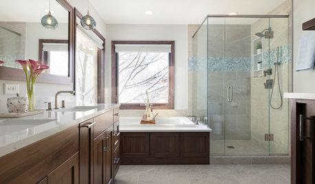 Bathroom of the Week: Airy and Elegant in Walnut and Light Gray