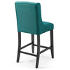 Baronet Counter Bar Stool Upholstered Fabric Set of 2 Teal