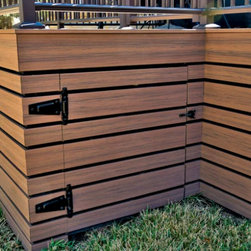 Voyage Varied-plank Decking in Mesa with ALX Classic Railing in Weathered Brown - Deck Tiles And Planks